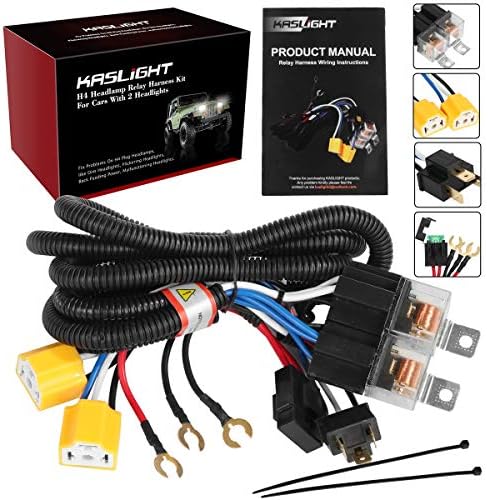 H6054 LED Headlight H4 Relay Harness for Jeep Toyota Subaru 9003 | Upgrade sealed beam headlights with fused wiring. Fits H6054 H6024 9003 5x7 7x6