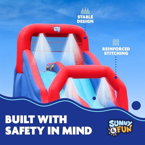 SUNNY & FUN Dual Splash Inflatable Water Slide Park with Racing Slides