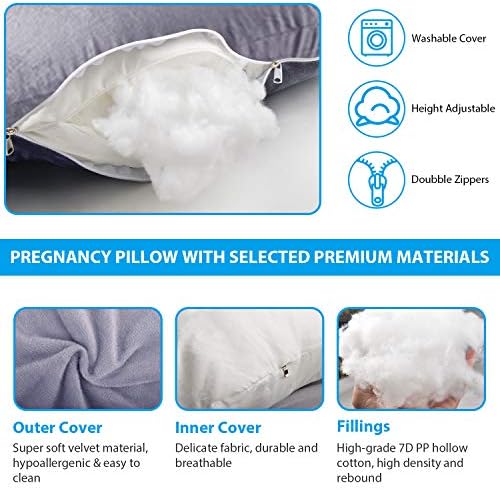 Victostar Pregnancy Pillow,57 inches U Shaped Maternity Pillow with Removable Cover Full Body Pillow Support for Back, HIPS, Legs, Belly (Dark Gray)