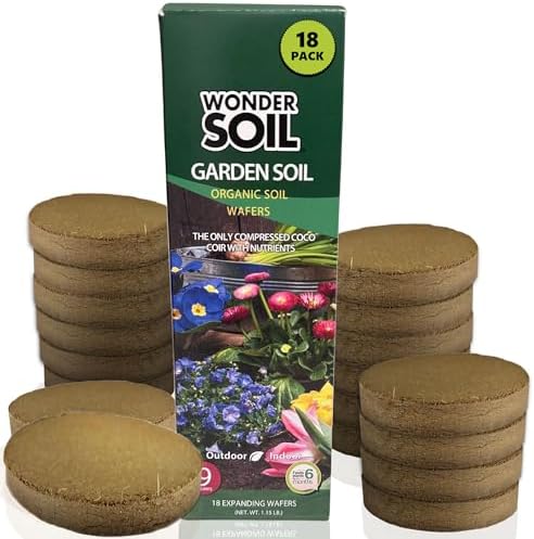 | 18 Wafers | 1 Wafer Fills an 8" Pot | Ready to Plant Organic Potting Soil Loaded with Nutrients | 18 Wafers Expand to 9 Quarts of Indoor Outdoor