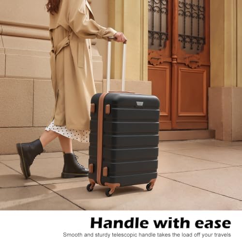 Coolife Luggage Set, Lightweight Durable Hardshell, 3 piece, Apricot White | suitcase set with 360° Spinner Wheels, TSA-approved Lock