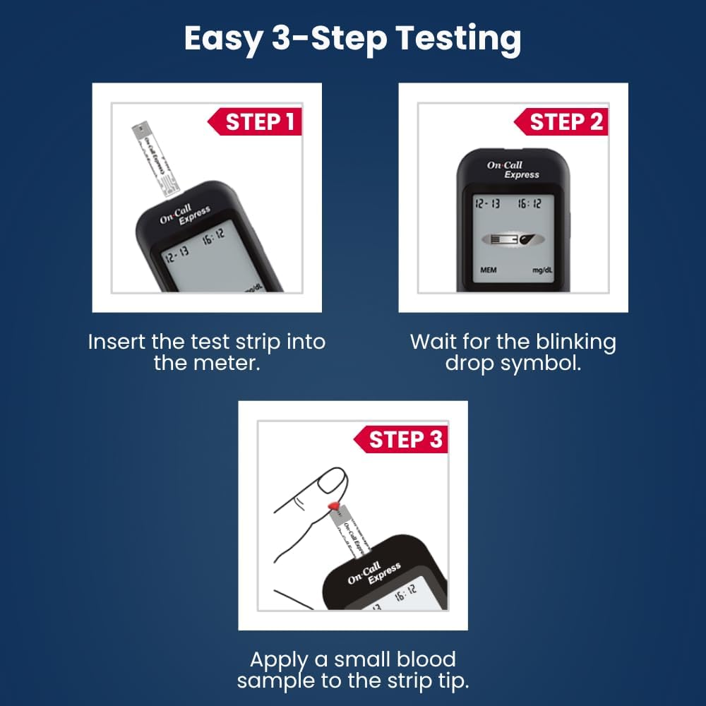 Blood Glucose Test Strips for Diabetes by On-Call Express, 50 Count, No Coding Needed, Quick Read in Seconds, Accurate Diabetic Blood Sugar Testing
