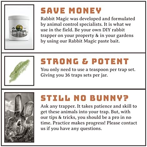 Barons Rabbit Magic Premium Paste Bait 8 Oz | Sweet Scented & Highly Attractive Lure to Get Rid of Wild Rabbits | Outdoor Garden Farm Yard Use | 48
