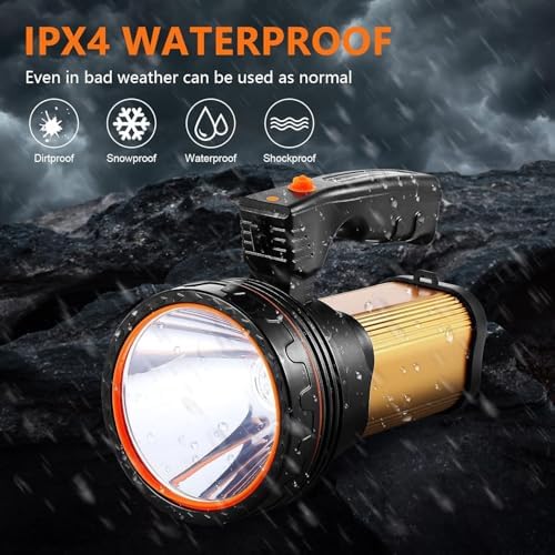 Flashlights High Lumens, 9000LM Spotlight Flashlights, IPX5 Waterproof Flashlight