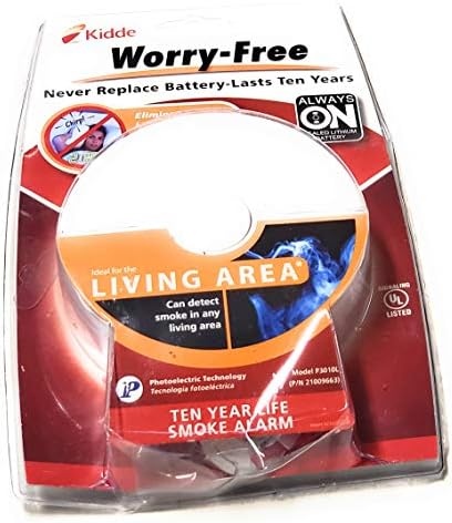 Kidde 21010407-A Worry-Free Ionization Wire-in Smoke Alarm with 10 Year Sealed Lithium Battery Backup-21010407-A