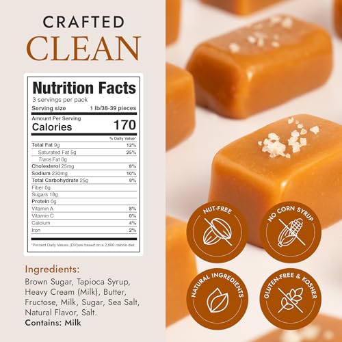 Béquet Celtic Sea Salt Caramels - Individually Wrapped Candy - 8oz Gift Bag | Ready-to-gift bag. Small-batch caramel made in Montana with real cream and butter, Kosher Star-D, gluten free, non-GMO