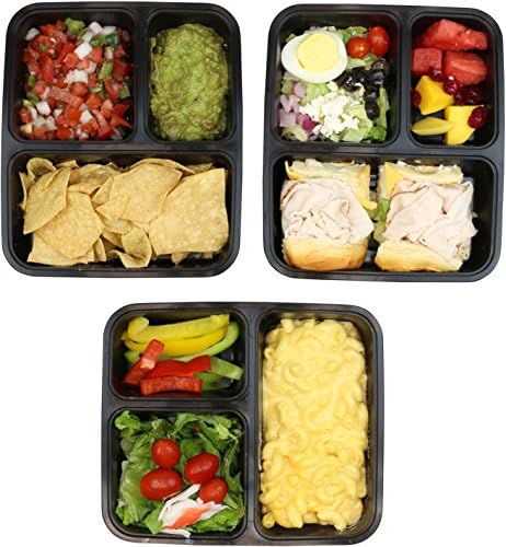 Simple Houseware 16 Pack 36-oz 3-Compartment Meal Prep Container, BPA-Free | Reusable BPA-Free Stackable Bento Box - Microwave