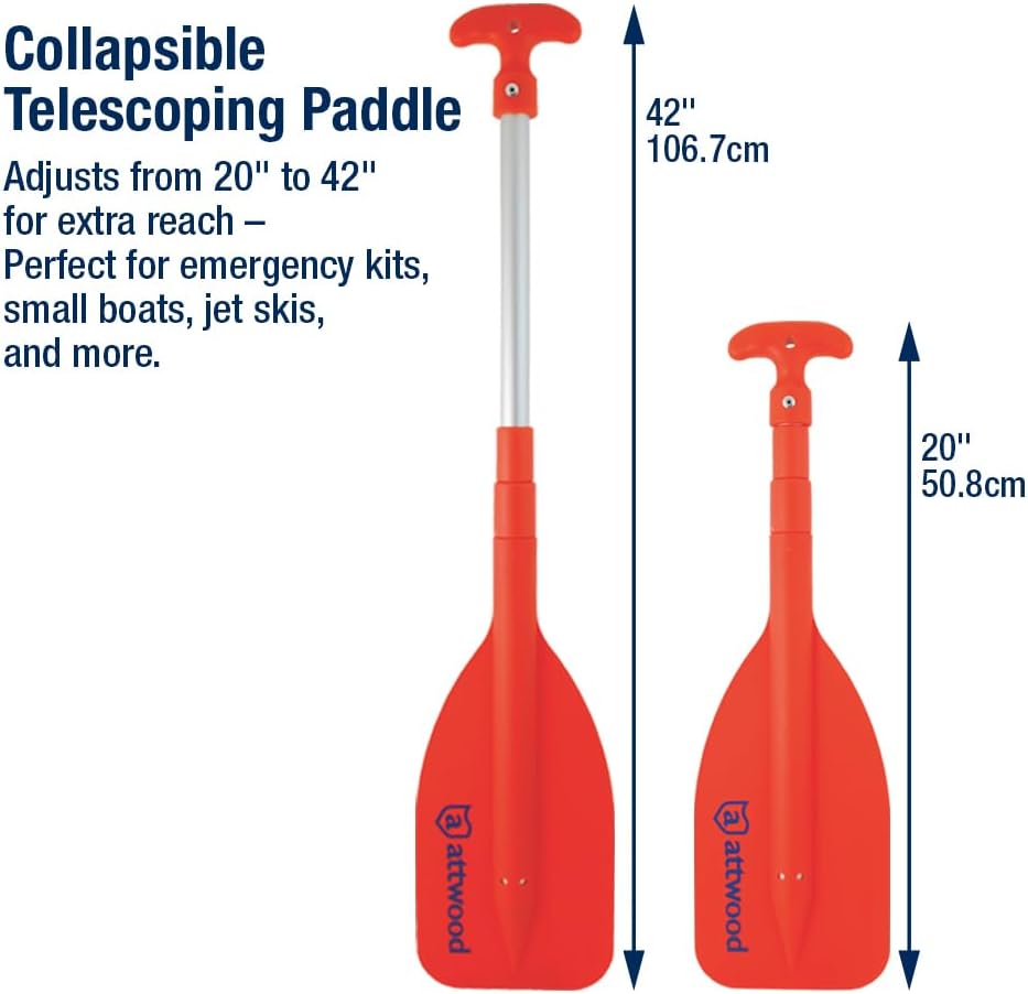 Attwood Emergency Telescoping Paddle for Boating, Orange