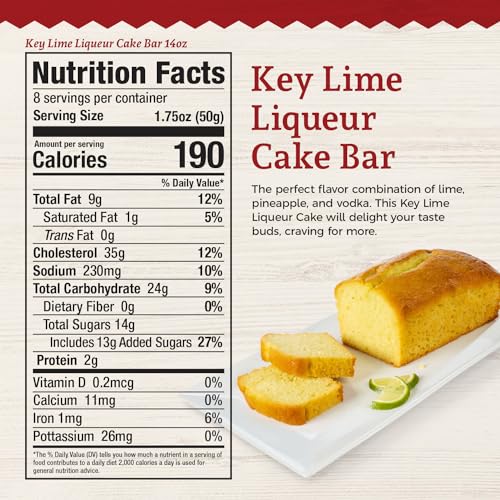 Beatrice Bakery Co. Pineapple Key Lime Liqueur Cake Bar, Gramdma's Freshly Made Liqueur Cake With Lime, Pineapple and Vodka, Est. 1917 (14 oz Box)
