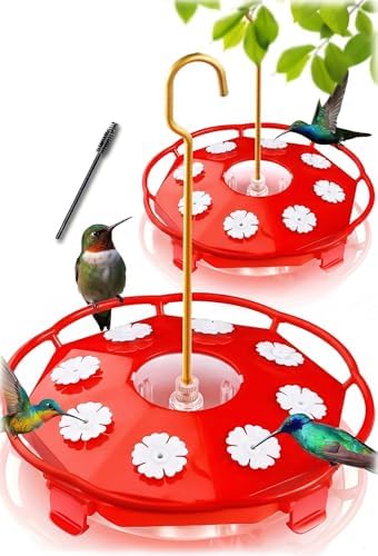 eWonLife 2 Pack 16 oz Saucer Hummingbird Feeders for Outdoors, Garden Decor