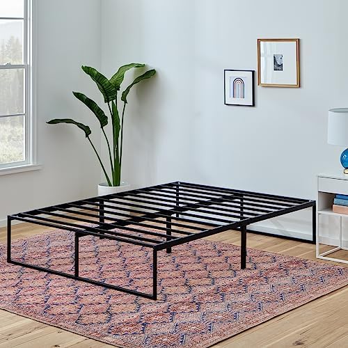 Linenspa Folding Metal Platform Bed Frame - Easy Assembly - Sturdy Steel - No Box Spring Needed - Underbed Storage - Mattress Foundation - 14" High