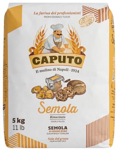 Antimo Caputo Italian Semolina 11 LBS (5kg), Fine Ground Semola Flour, Rimacinata for Fresh Pasta, Bread, Durum Wheat, Product of Italy