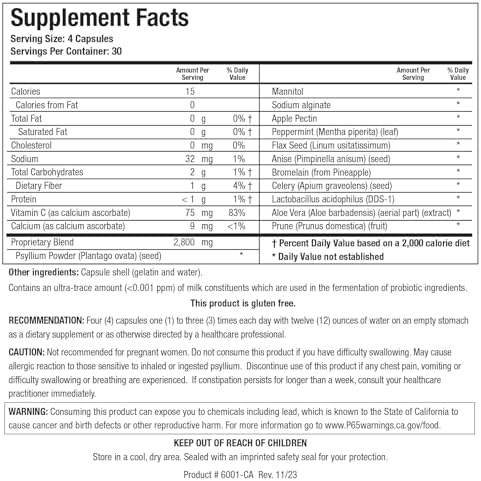 BIOTICS RESEARCH Colon Plus Caps Fiber Capsule, Digestive Health, Soluble, Insoluble Fiber, Laxative, Relieve Constipation, Regularity, Heart Health
