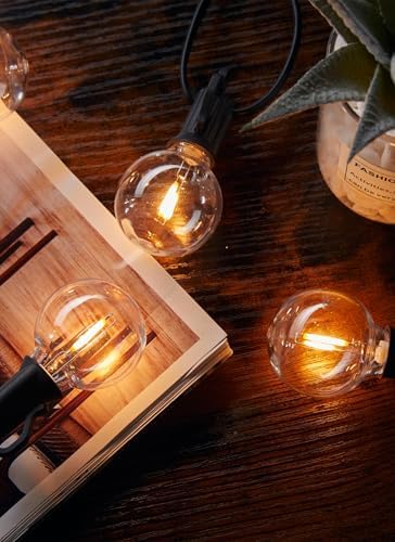 Brightown 25 Pack G40 LED Replacement Bulbs, E12 Base, 2200K, Warm White | Shatterproof Plastic LED Light Bulb, Waterproof, Dimmable, 1.5" Edison Light Bulbs for Indoor Outdoor Patio Backyard Decor