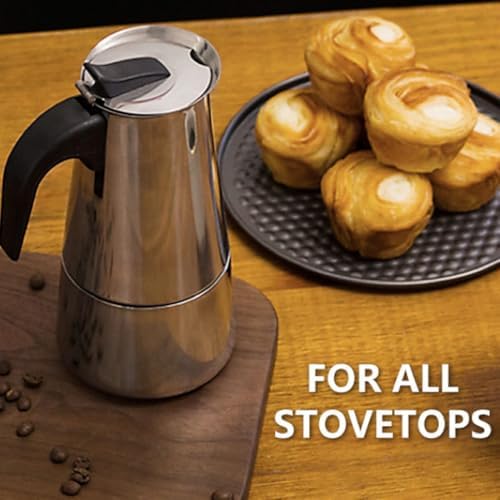 elabo Stainless Steel Moka Pot, Stovetop Espresso Maker Machine 10 Cups