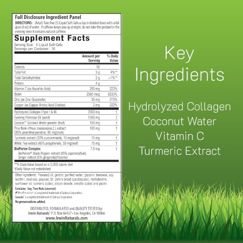 Irwin Naturals Deep Tissue Collagen-Pure Connective Tissue Support | Structural Collagen Support | 2,000 mg Hydrolyzed Collagen | Joint & Skin Wellness | 80 Liquid Soft-Gels