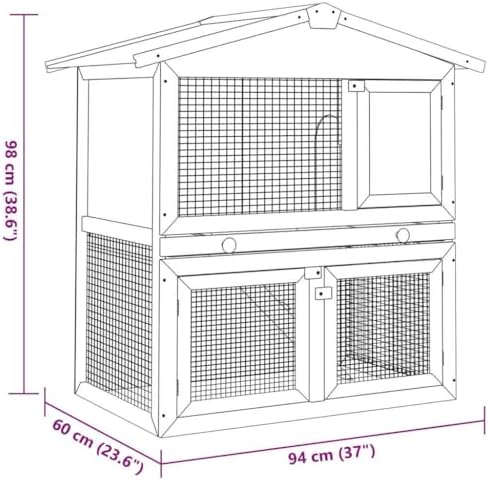 vidaXL Outdoor Rabbit Hutch, 2-Layer Pet Cage with 3 Doors, Wood-Constructed Animal House