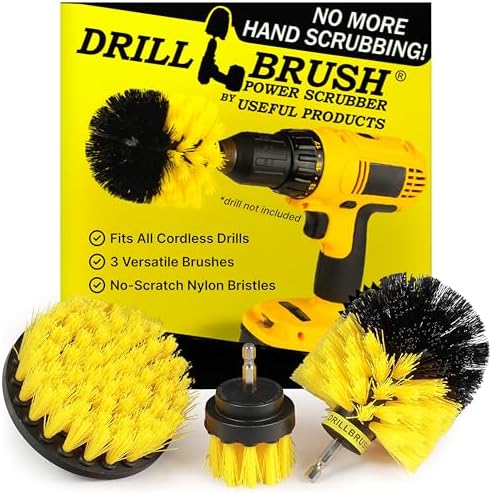 Drillbrush Drill Brush Attachment Set for Bathroom, Tile & Grout Cleaning | Power Scrubber Brush Kit for Bathtub & Shower - All-Purpose Household Cleaning Brushes for Drill - Electric Grout Cleaner Kit