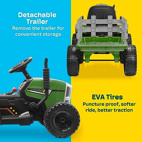 Kidzone 12V 7Ah Premium Electric Tractor Ride On Toy, Green