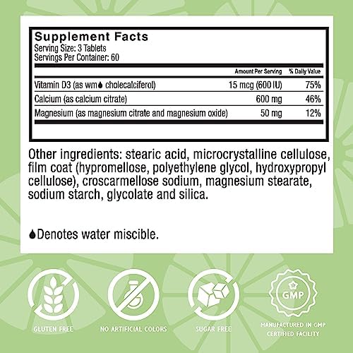 Celebrate Vitamins Calcium Plus – 600mg Calcium Citrate, 600 IU Vitamin D3 & 50mg Magnesium for Post Bariatric Surgery - Gluten-Free & Sugar-Free - 180 Non-Chewable Tablets