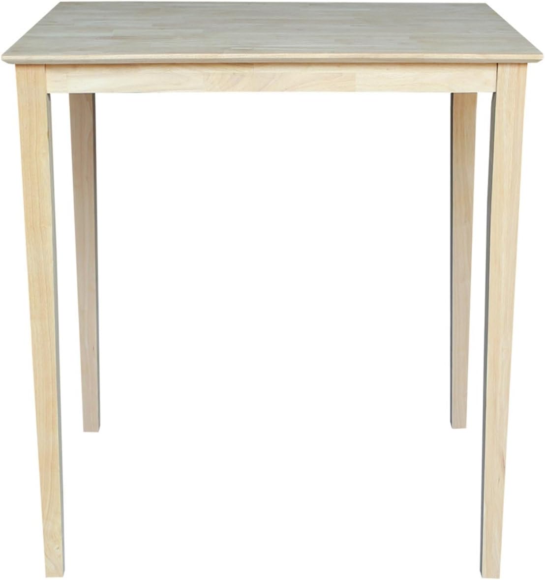 International Concepts Table Top Solid with Wood Bar Height Shaker Legs, 30 by 48-Inch, Unfinished