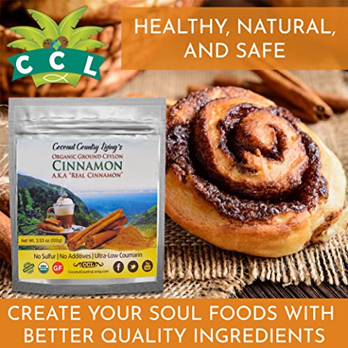 Organic Ceylon Cinnamon Powder 1 lb - True Ground Sri Lanka Spice, Raw | Low Coumarin, USDA Certified, Non-GMO, Gluten Free, Additive Free, for Baking, Cooking, Coffee and Tea, Resealable Pouch