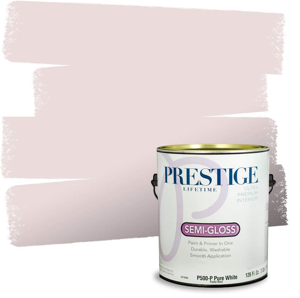PRESTIGE E500-P-SW6303 Exterior Paint and Primer in One, 1-Gallon, Semi-Gloss, Comparable Match of Sherwin Williams Rose Colored, 1 Gallon, SW17-Rose