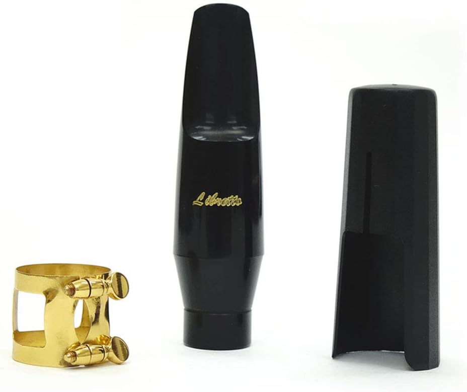 Libretto Baritone Saxophone Mouthpiece Kit: Standard Set With ABS 4C Mouthpiece, Plastic Cap, Gold Lacquered Ligature - Giftable