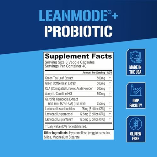 EVL LeanMode Weight Loss Support Capsules - For Men & Women - 50 Servings | Features Green Coffee Bean Extract, CLA and Garcinia Cambogia to support metabolism and appetite control
