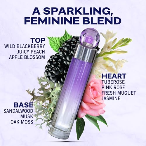 Perry Ellis 360° Purple Eau De Parfum Spray for Women, 3.4 Fl Oz (100 mL) | Perfume for Women, Fruity & Floral Fragrance, EDT, Designer Scent for Her, Long Lasting, Made in USA