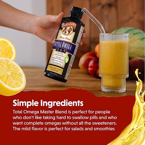 Barlean's Total Omega 3 6 9 Orange Crème Liquid Fish Oil Supplement with Borage and Flaxseed Oil, 2,400 mg of Omegas EPA and DHA Plus GLA for Joint and Heart Health, 8 oz | Fish, borage & flax oils, EPA DHA ALA GLA omegas, Burpless, Non-GMO, Gluten-free,…