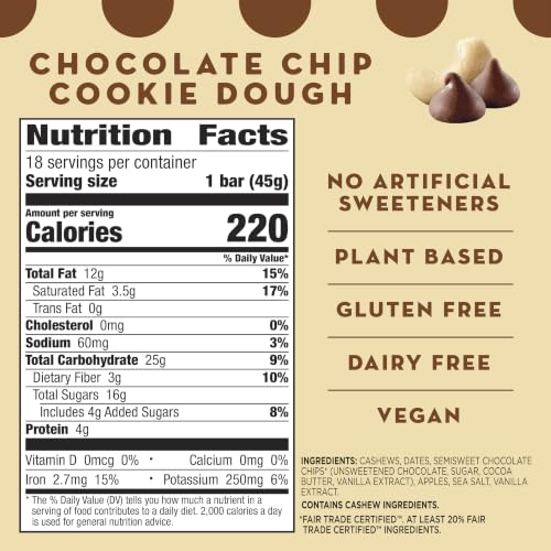 Larabar Chocolate Chip Cookie Dough, Fruit & Nut Bars, 18 ct, 28.8 oz