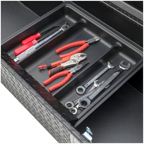 UWS EC10633 Pull Handle 72-Inch Matte Black Heavy-Wall Aluminum Truck Tool Box with Low Profile, RigidCore Lid