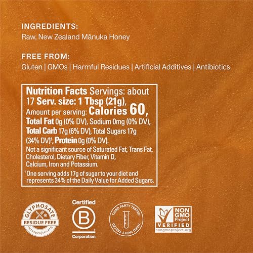 Manukora Raw Manuka Honey MGO 850+ Non-GMO Immune & Digestive Support 250g | New Zealand sourced, B-Corp Certified, monofloral, 3rd party tested, glyphosate residue-free, traceable hive-to-hand