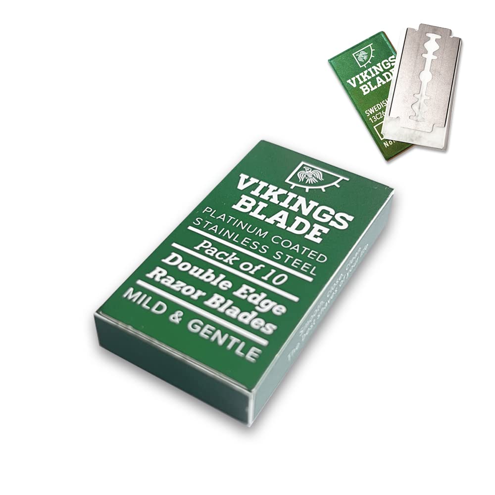 VIKINGS BLADE Double Edge Safety Razor Blades, 50x Blades, Swedish Steel + Platinum Coated, Replacement Razor Blades & Refills (Mild & Gentle)