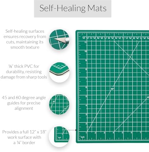 WA Portman Self-Healing Cutting Mat, Crafting Knife, 36'' Metal Ruler Set | This set includes 24x36 Inch Sewing Cutting Mat, 10pc #11 Blades, Exacto Knife Set, & 36 Inch Cork Backed Metal Ruler Set