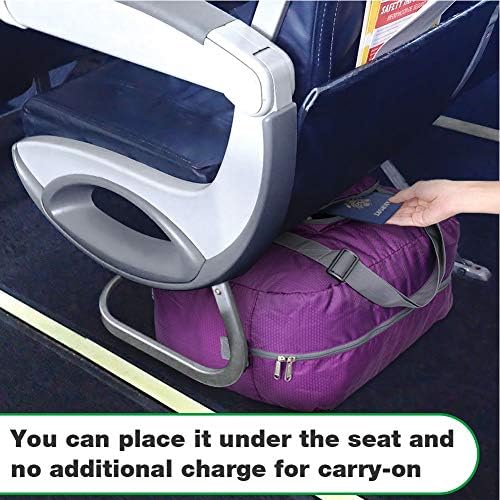 WANDF Foldable Personal Item Bag, Carry on Travel Duffle Bag | Frontier Airline Underseat Fit, 18x14x8 inches, Weekend Overnight Trips, Packable