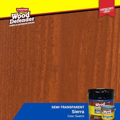 Wood Defender Semi-Transparent Fence Stain and Seal Sierra 1-Gallon | Oil-Based Exterior Fence Coating| Long-Lasting Color Protection for Wood Fences