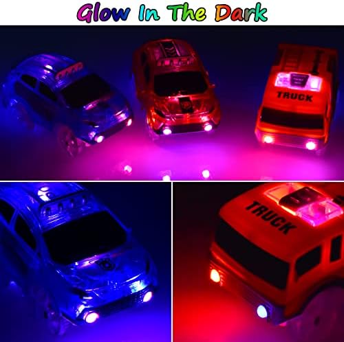 Tracks Cars Only Replacement, Flex Track Race Cars Glow in the Dark with 5 Flashing LED Lights