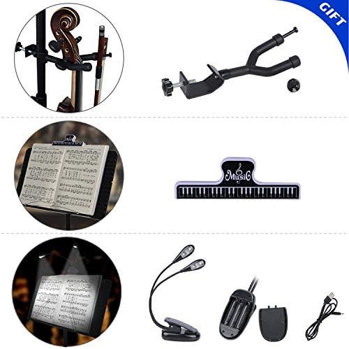 Klvied Portable Folding Sheet Music Stand with Violin Hanger