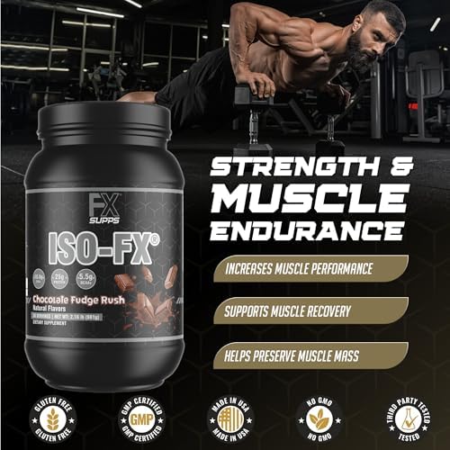 Iso-Fx Whey Isolate Protein Powder Chocolate Flavored Drink | Low Carb with BCAAs | Post Workout Recovery Supplement Mix for Men and Women | Boosts