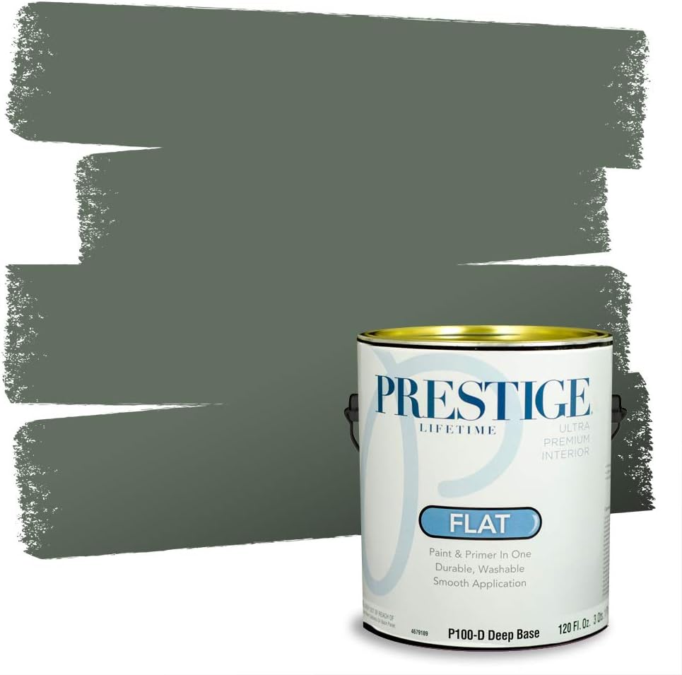 PRESTIGE Paints Exterior Paint and Primer In One, 1-Gallon, Flat, Comparable Match of Sherwin Williams* Coastal Plain*
