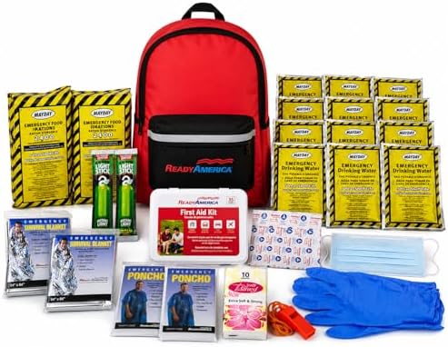 Ready America 70280 72 Hour Emergency Kit, 2-Person, 3-Day Backpack, Includes First Aid Kit, Survival Blanket