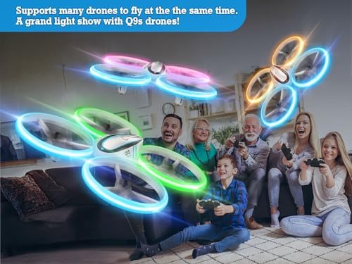 Q9s Drones for Kids,RC Drone with Altitude Hold and Headless Mode,Quadcopter with Blue&Green Light,Propeller Full Protect,2 Batteries and Remote Control,Easy to fly Kids Gifts Toys for Boys and Girls