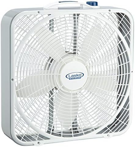 Lasko Weather-Shield Performance Box Fan, 3 Speeds, Innovative Wind Ring System for Up to 30% More Air, Carry Handle for Bedroom, Office, Home