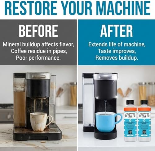 IMPRESA Coffee Machine Descaler (2 Uses Per Bottle) - Made in the USA - Universal Descaling Solution, Compatible with Nespresso, Delonghi and All Single Use Coffee and Espresso Machines