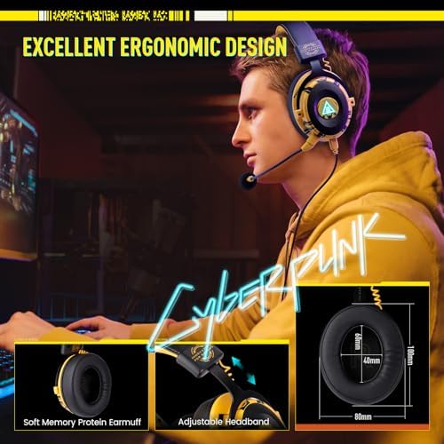 EKSA E900 Pro USB Gaming Headset for PC - Computer Headset with Detachable Noise Cancelling Mic, 7.1 Surround Sound, 50MM Driver - Headphones with Microphone for PS4/PS5, Xbox One, Laptop, Office | Computer Headset with Detachable Noise Cancelling Mic, H…