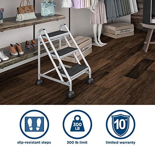 Cosco 3-Step Rolling Step Ladder, Grey