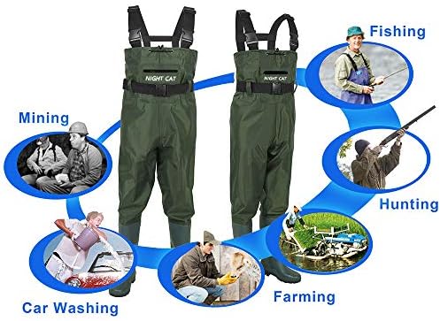 Night Cat Fishing Waders for Men Women Waterproof Hunting Chest Wader with Bootfoot Belt Breathable Lightweight Size 6 to 14