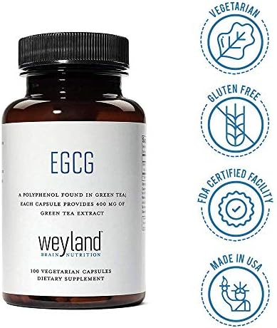 EGCG Green Tea Extract, High Antioxidant, Heart Support & Brain Health, Green Tea Pills, 100 Vegetarian Capsules